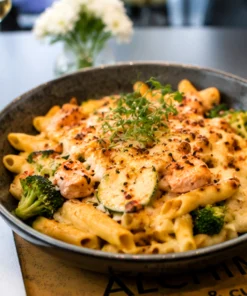 Penne Picante al Forno cu Somon